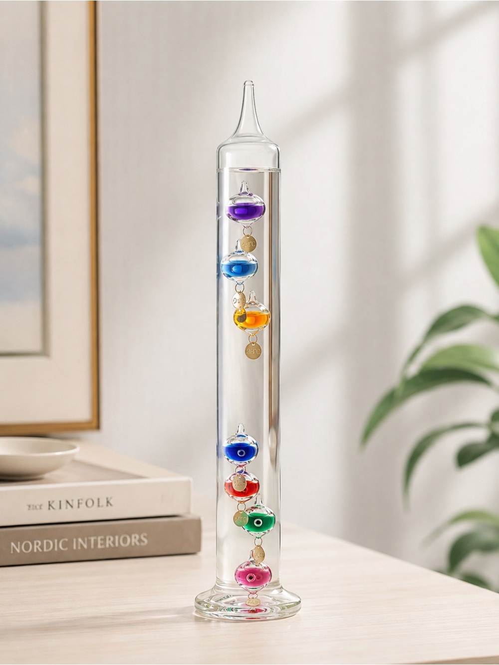 Classic Treasures Galileo Thermometer 7 Colourful Floating Globes Original Box
